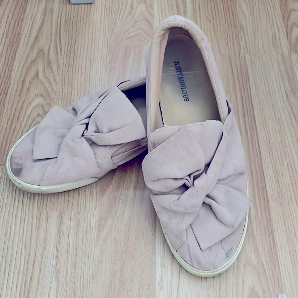 Flat shoes with bow twist in dusty/blush pink
